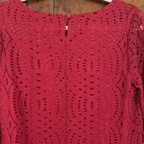 J. Crew Burgundy Crochet Dress with Scoop Neck - Picture 5 of 5